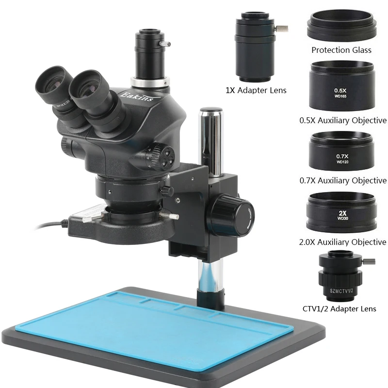 3, 5x-100x Zoom Simulfocal Trinocular WF10X/22 lensa mata 1/2ock adaptor kamera industri PCB Solder mikroskop Stereo perbaikan telepon