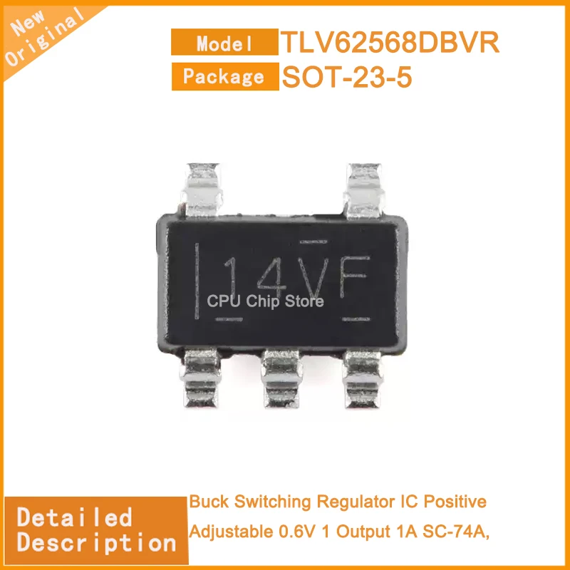 50Pcs/Lot  New Original  TLV62568DBVR  TLV62568 Buck Switching Regulator IC Positive Adjustable 0.6V 1 Output 1A SC-74A, SOT-753