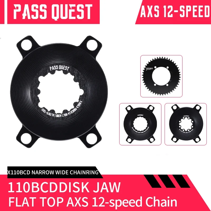 PASS QUEST-X110BCD AXS Narrow Wide Chainring  and 110BCD-4  Spider Chain Adapter bicycle chainwheel parts