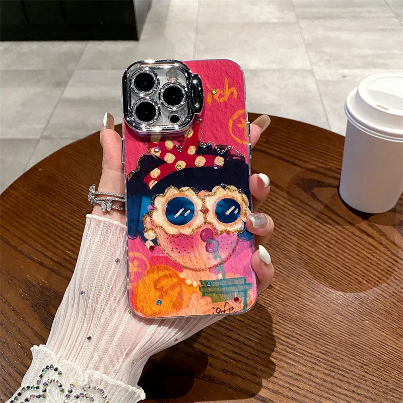 

New Suitable for iphone 15promax Phone Protective Case 14pro Lens Holder Series 13 BlueLight Rhinestones 12 Bamboo Butterflies11