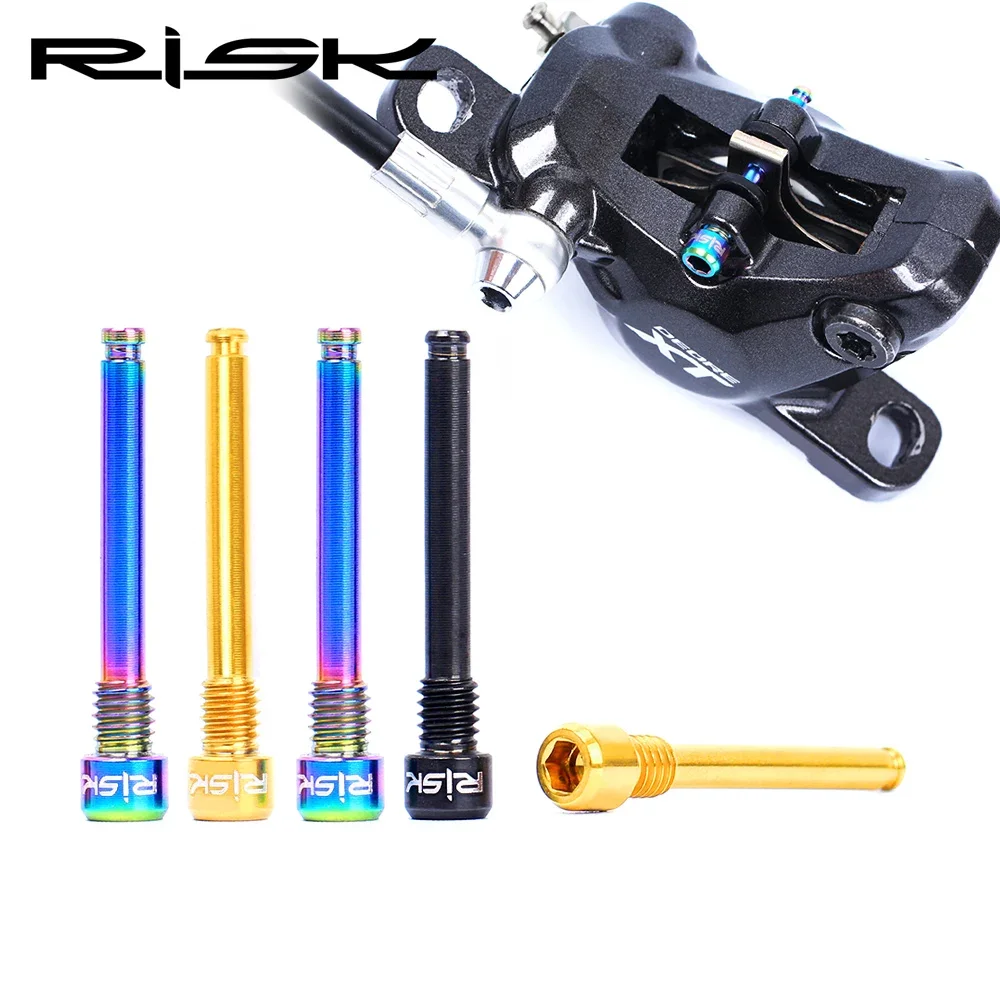 RISK 2pcs M4x26mm Titanium Alloy Bolts for Hydraulic Disc 4*26mm Oil Disc Brake Threaded Pin Screws for MTB Bicycle XT Bike