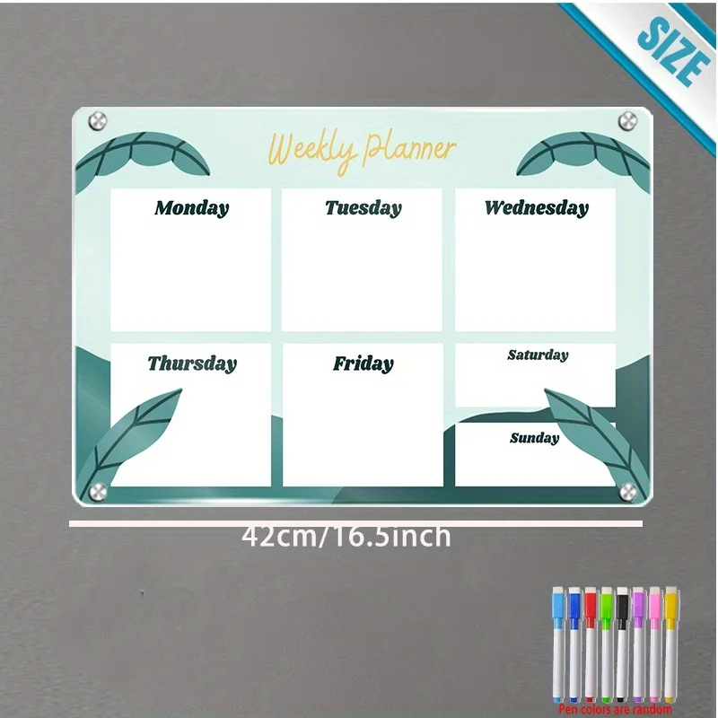 Large A3 Magnetic Weekly Planner Board, 16X12 Inches, Reusable, Colorful, Includes Markers, Perfect for Daily Scheduling, Notes