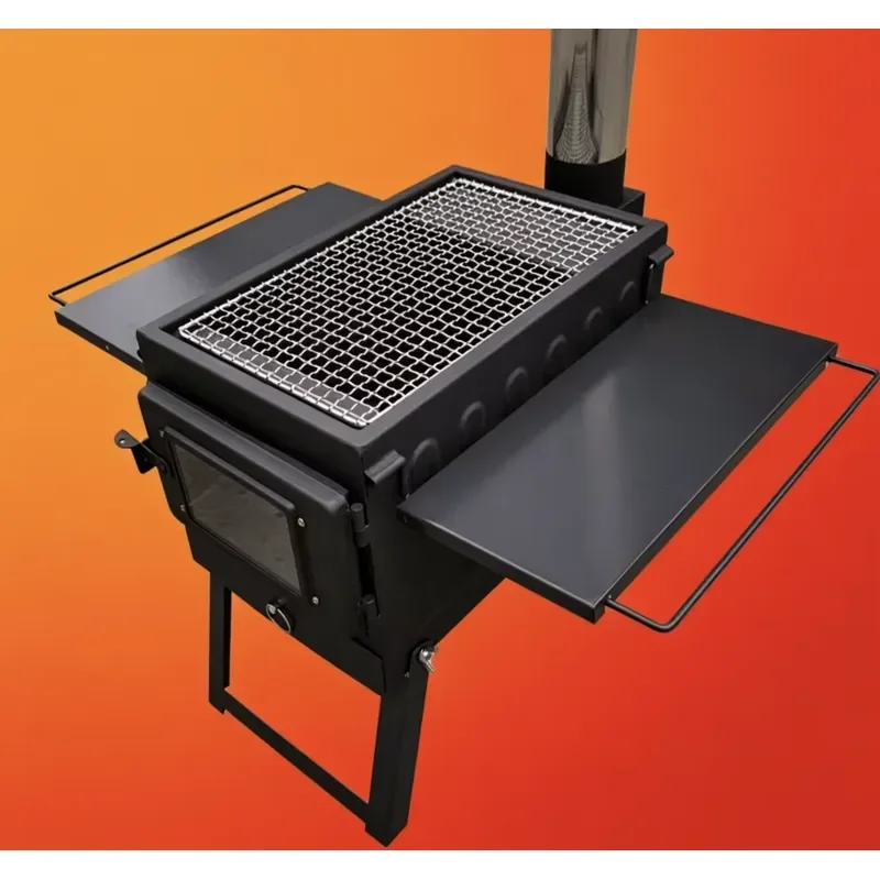 Modern Portable Outdoor Wood Burning Stove Stainless Steel Folding Camping Backpack Fire Pit Durable Flame Safety Device
