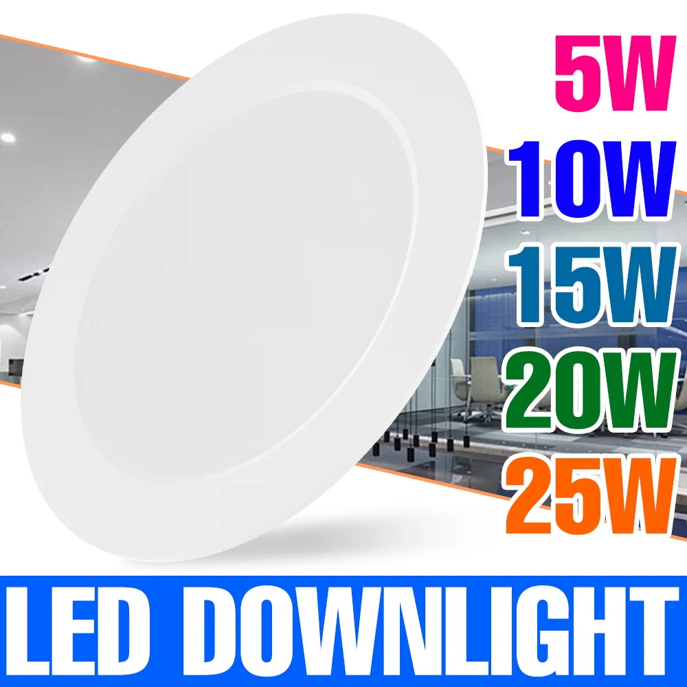 25W LED Downlight 220V Recessed Round Ceiling Dowm Light Indoor Spot Lamp No Flicker For Home Living Room Bedroom Lighting White