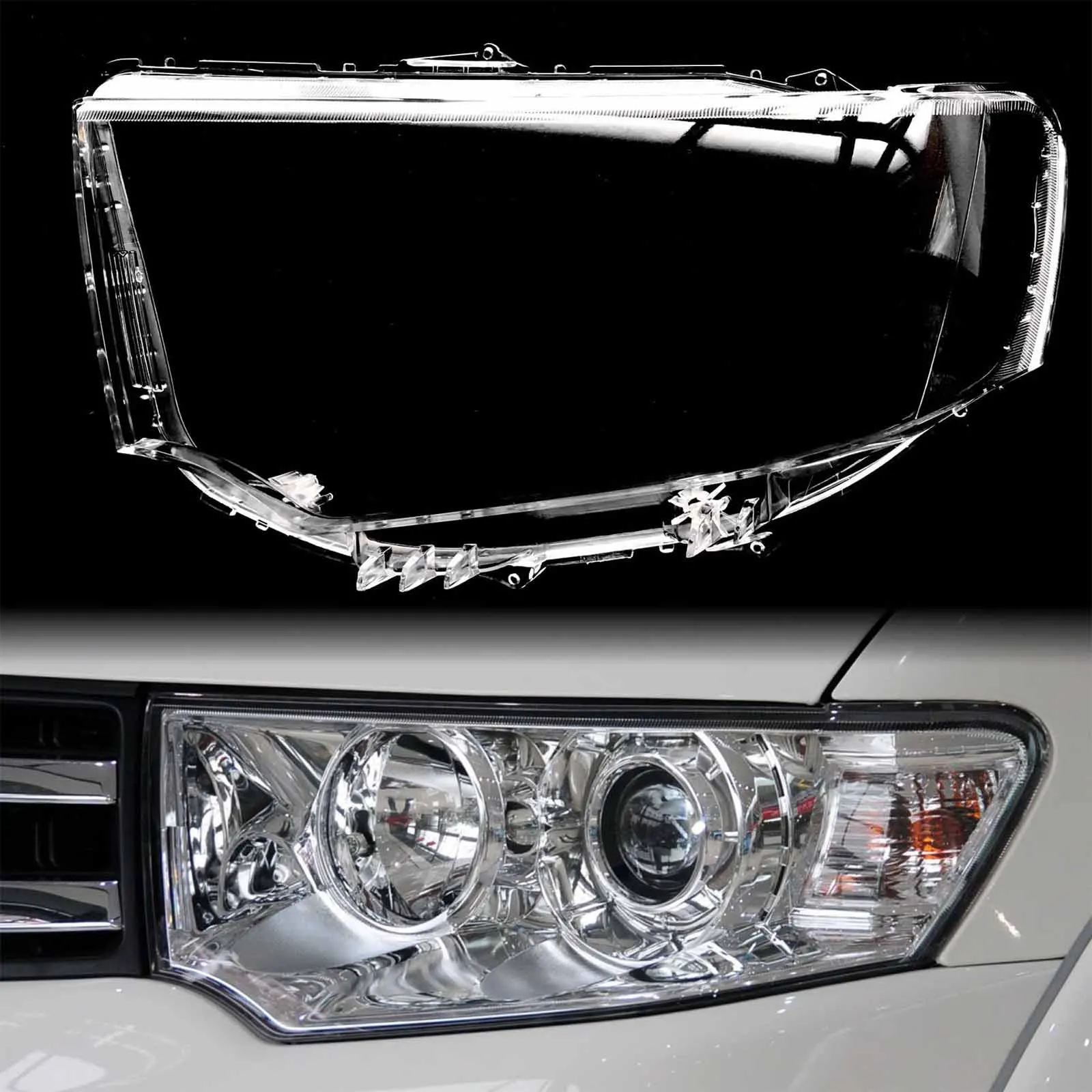 

Transparent Clear Headlight Lens Cover Shell - Left/Right Side for Mitsubishi PAJERO V87/V93/V97 (2007-2018)