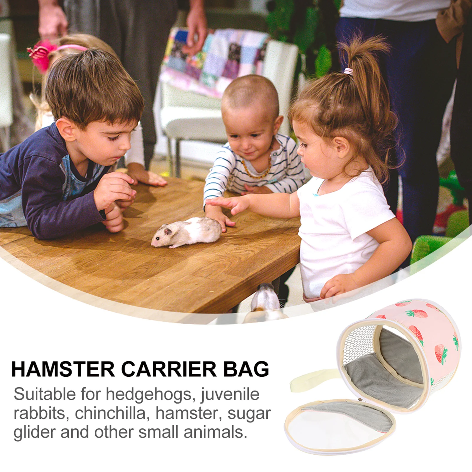 

Small Pet Carrier Bag Portable Outdoor Travel Handbag for Hamster Rat Guinea Pig Lightweight Breathable Observation Window
