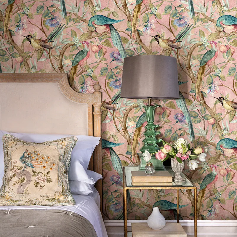 Custom American rural home wallpaper living room TV background flower bird wallpaper mural painting 3D Wall Painting home decor