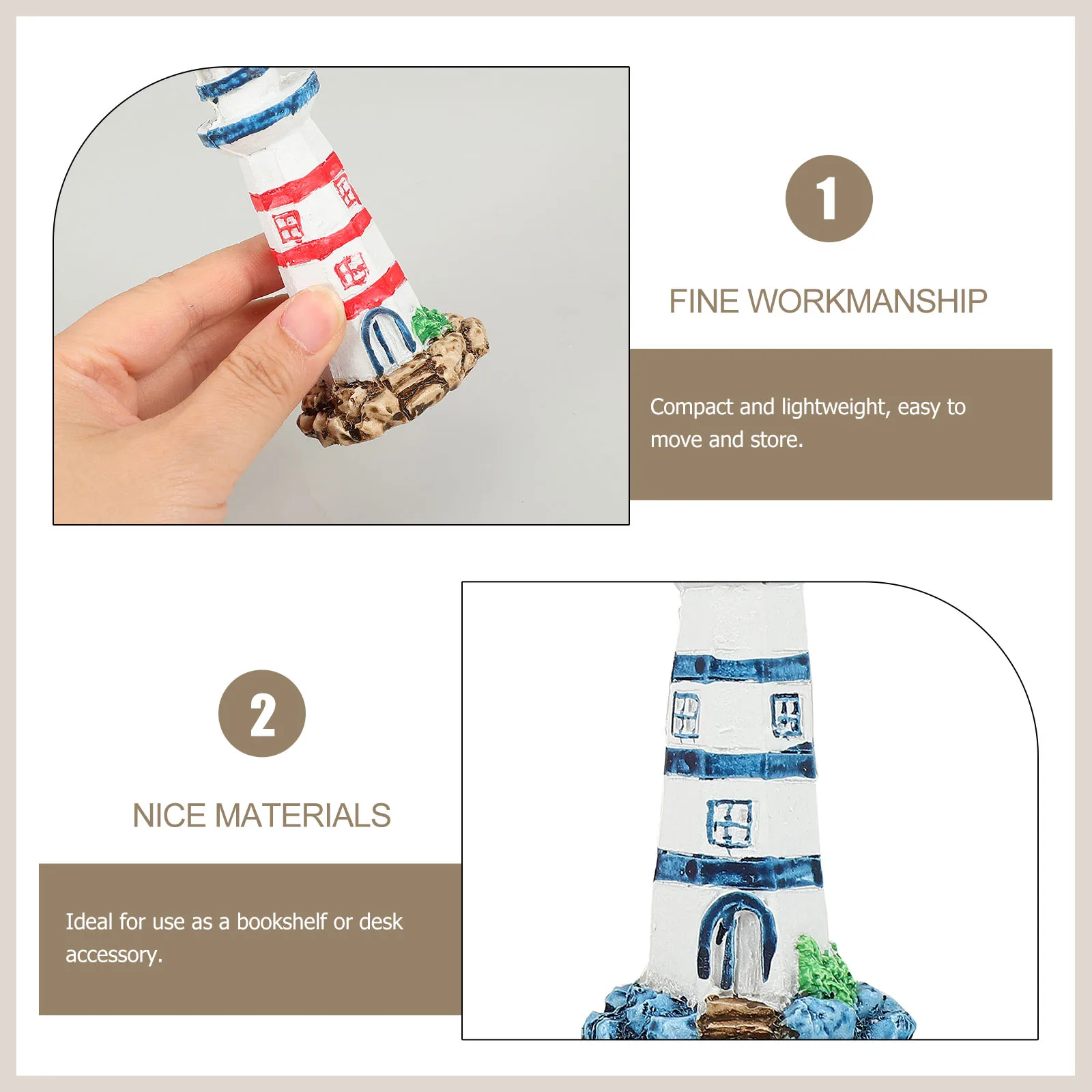 

4pcs Miniature Resin Lighthouse Ornament Coastal Home Decor Desktop Garden Decoration Mediterranean Style Sea Theme Sculpture