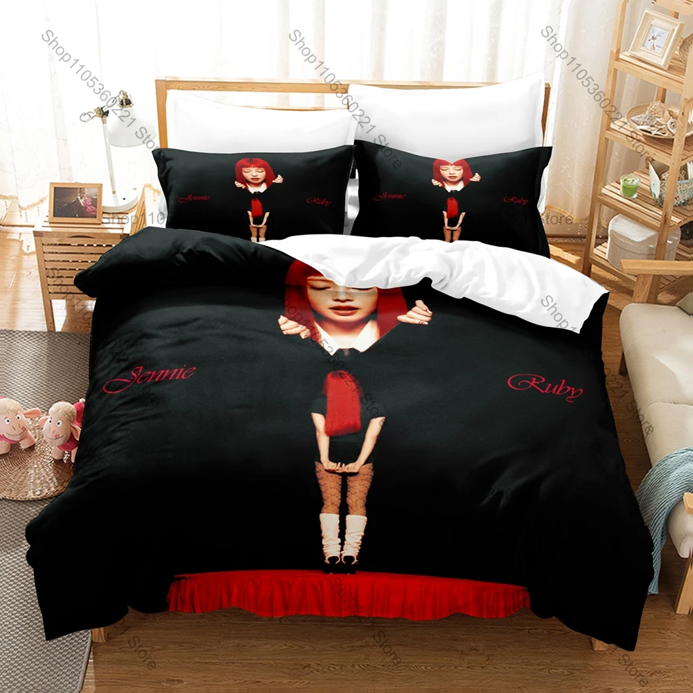 JENNIE MANTRA Bedding Set Duvet Cover + 2 Pillowcases Jennie Solo Single California Retro Y2K Bedroom Decor
