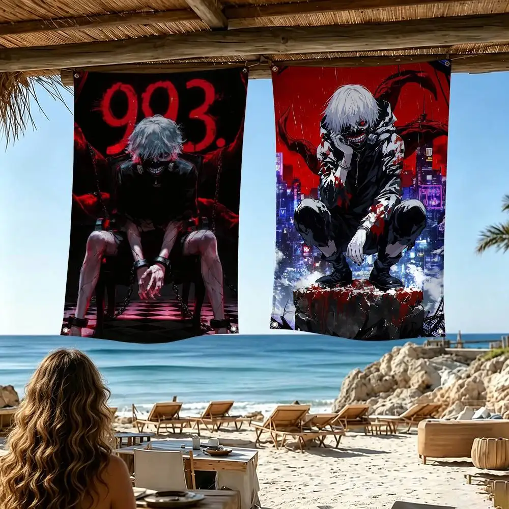 T-Tokyo G-Ghoul K-Ken Kaneki  Flags for Bedrooms Home Decor Items Outdoor Decors Garage Decoration Flaga