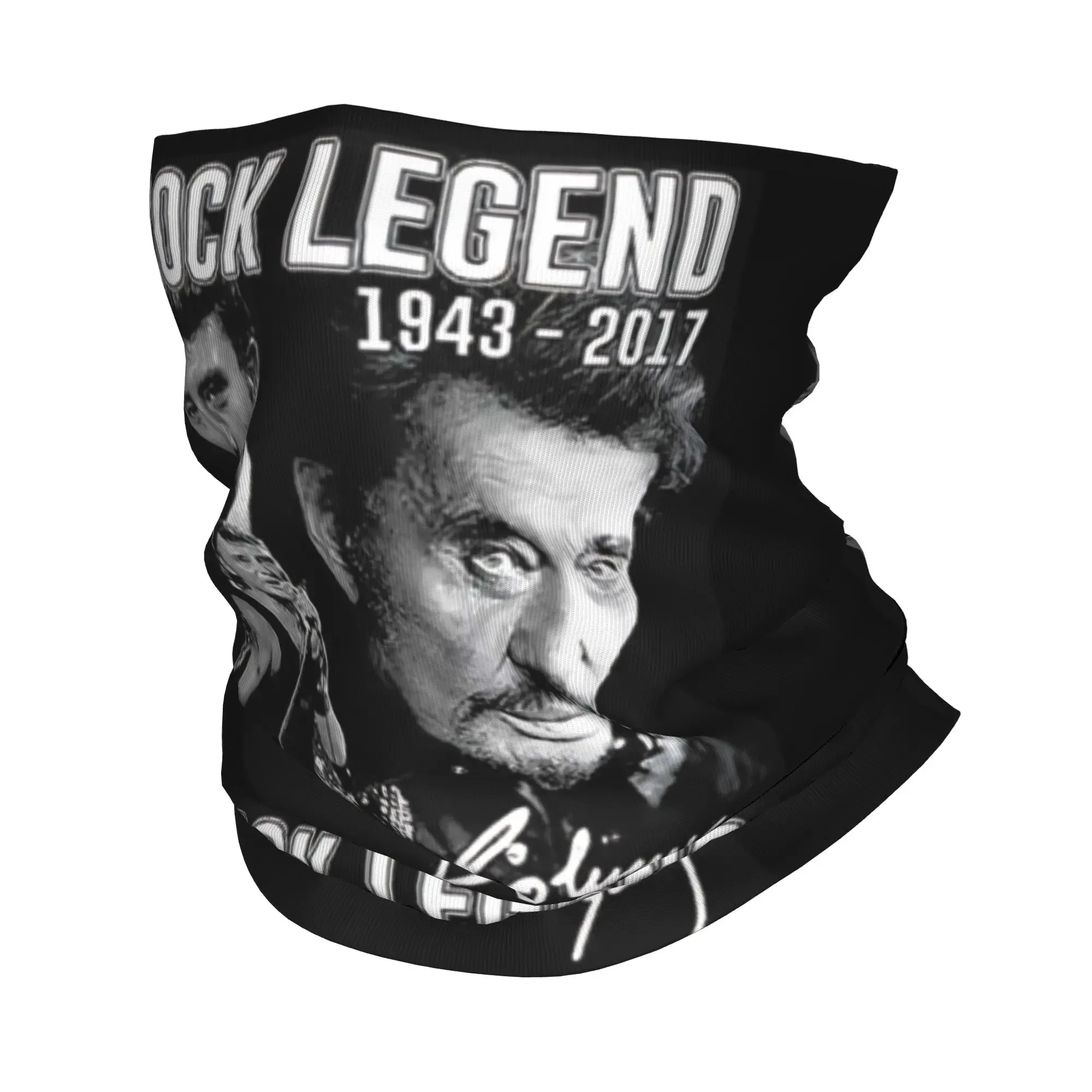 Johnny Hallyday French Rock Singer Winter Headband Neck Warmer Men Women Hiking Hunting Tube Scarf  Face Bandana Gaiter