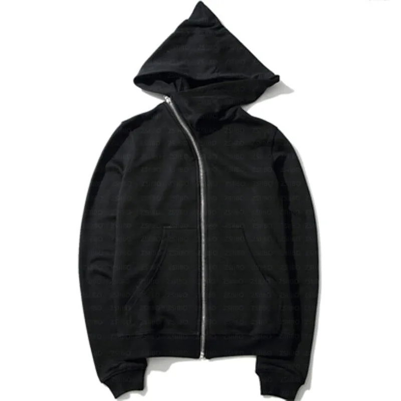 الخريف الشتاء شارع العليا الهيب هوب الأسود غير المتكافئة تصميم سستة الترفيه سترة الظلام معالج هوديي معطف الرجال النساء الملابس