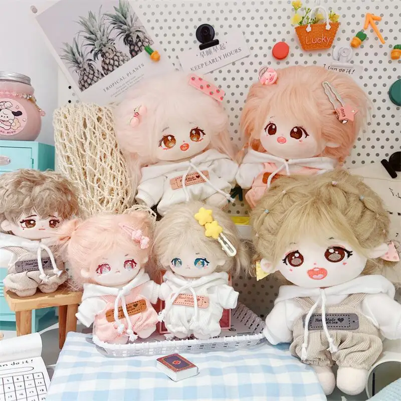 

10/20cm Kawaii Idol Doll Clothes Cute White Hoodie Rompers Suit DIY Mini Doll Clothing for Girls Fans Kids Collection Gifts