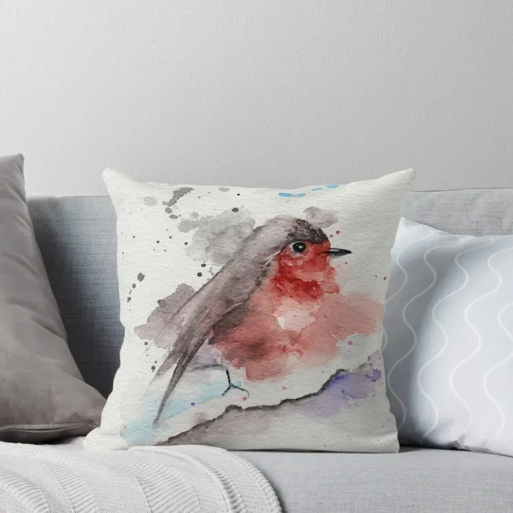 

Robin Watercolour Throw Pillow pillow pillowcase Pillowcase Sofa Cushion Cover Cushion Cover pillow