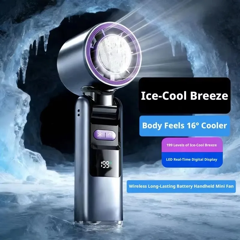 Semiconductor Refrigeration Fan,199-Level Wind Speed ，Ultra-Quiet Operation Digital Display Ice-cooling Fanfor Outdoor