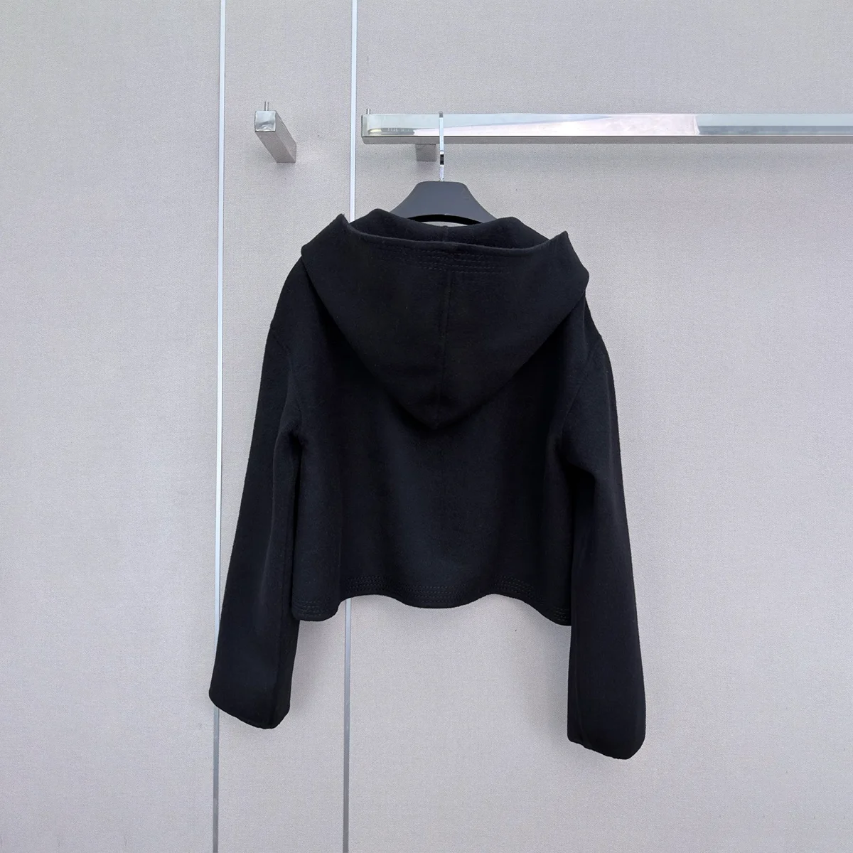 2026 high-quality women's hooded leather buckle short double-sided woolen coat--202609056