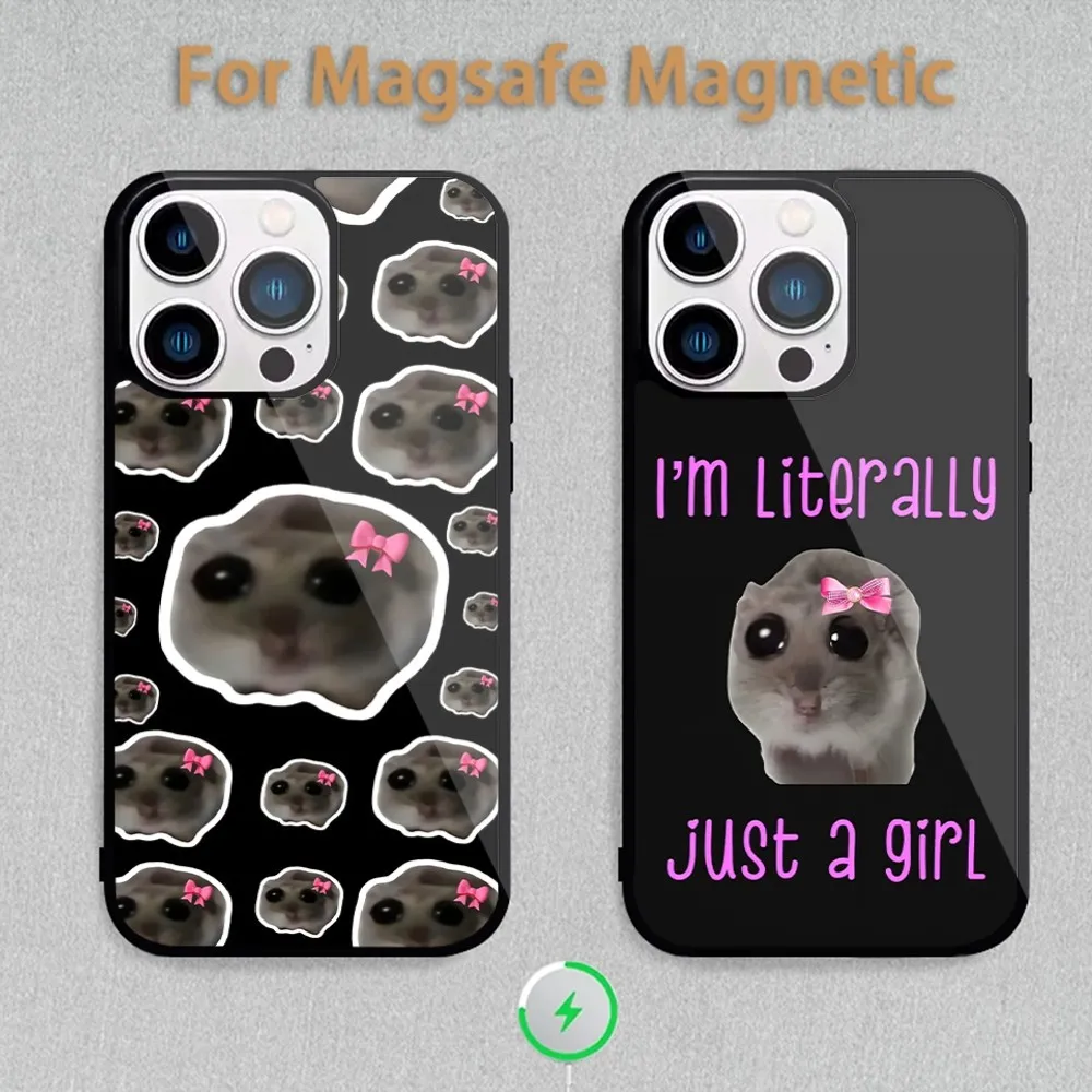 Sad Hamster Cute Meme Phone Case For Magnetic Inductive Charging iPhone 11 12 13 14 15 Max Pro Mini Plus Shell