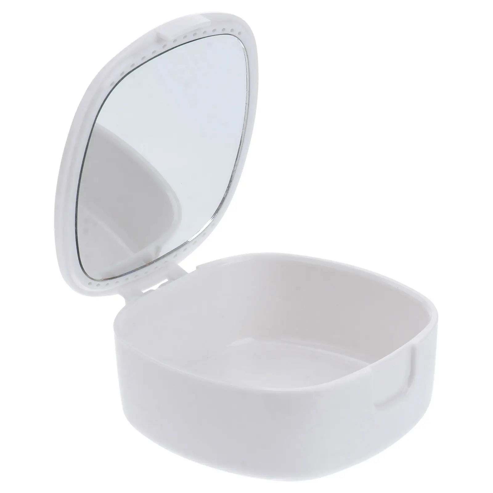 Orthodontic Denture Box with Mirror Retainer Mouth Guard Storage Container Ventilation Holes for Clean Dry Use