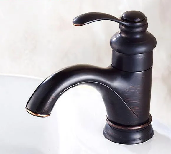 

Oil Rubbed Bronze Washbasin Faucet Single Handle 1 Hole Deck Mounted Bathroom Sink Faucets Lavatory Cold Hot Water Taps Dnf065