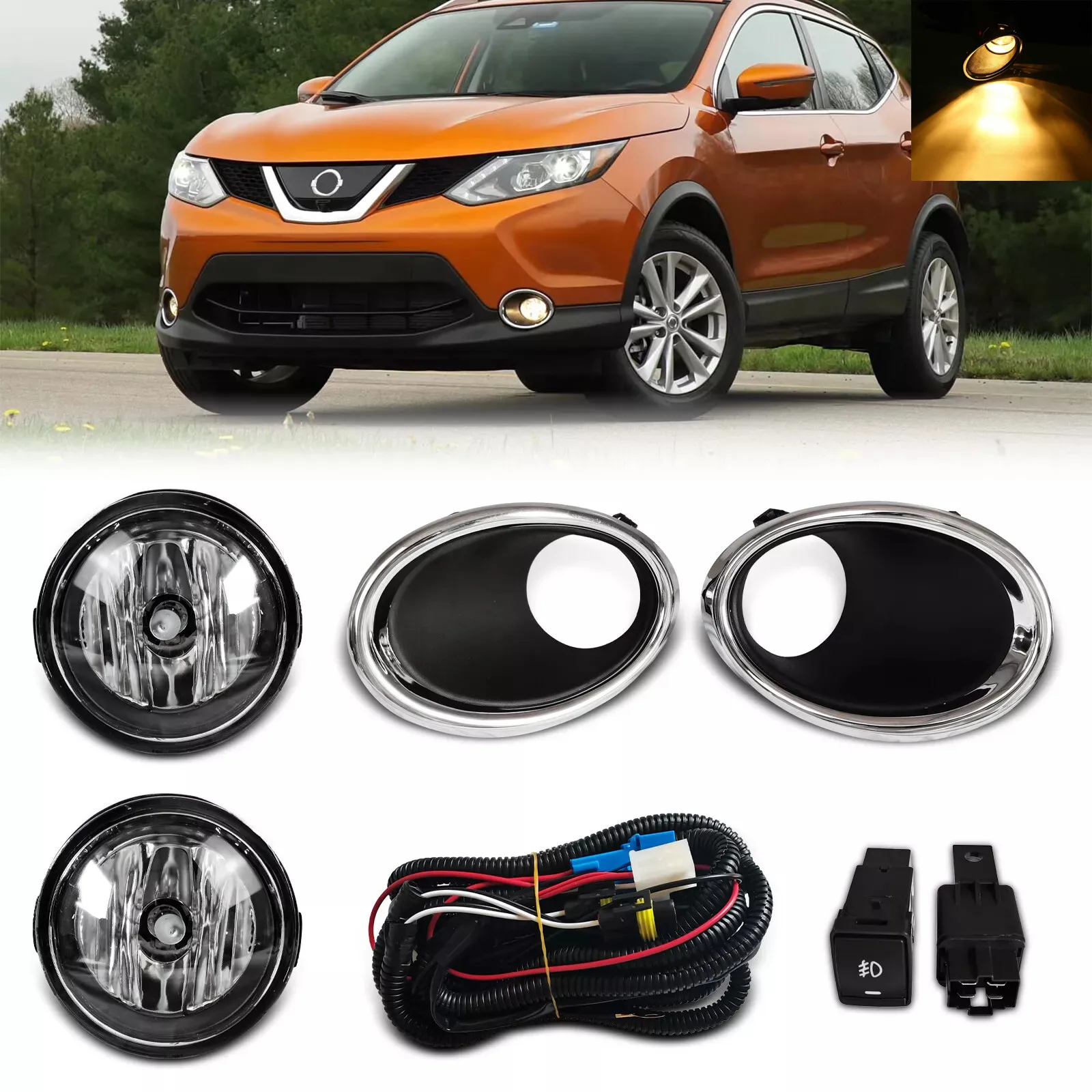

Fit 2017 2018 2019 Rogue Sport Bumper Fog Lights Driving Lamps Kit Left+Right