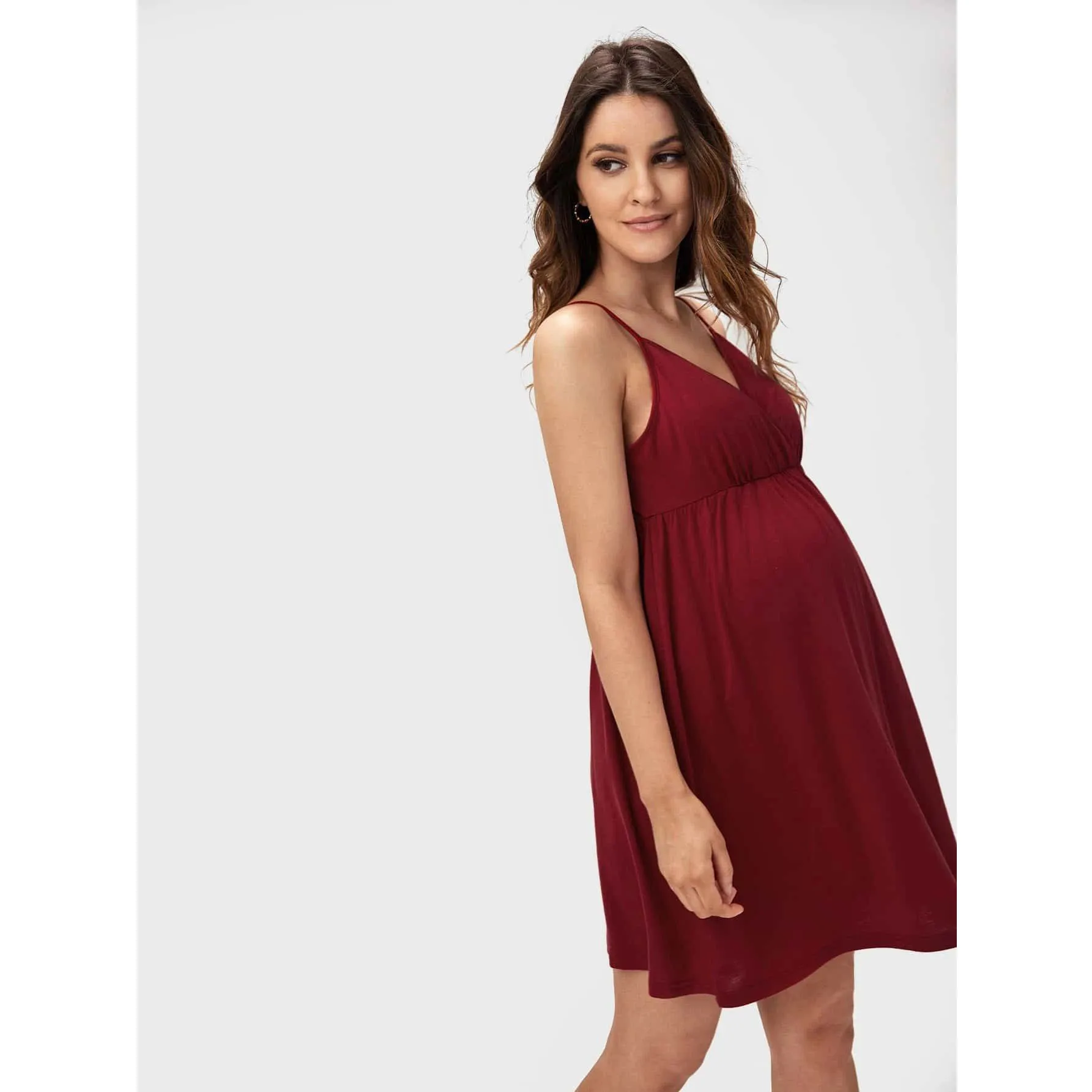 Vestidos de embarazo maternidad para mujer con cuello en V vestidos de Color sólido ropa Casual sesión de fotos nueva maternidad vestido Halter ropa