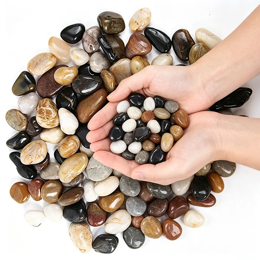 400/800g Natural Polished Pebbles, 3-5cm Decorative Stones for Plant Vases, Fish Tank, Aquarium, Horticulture, Color Random