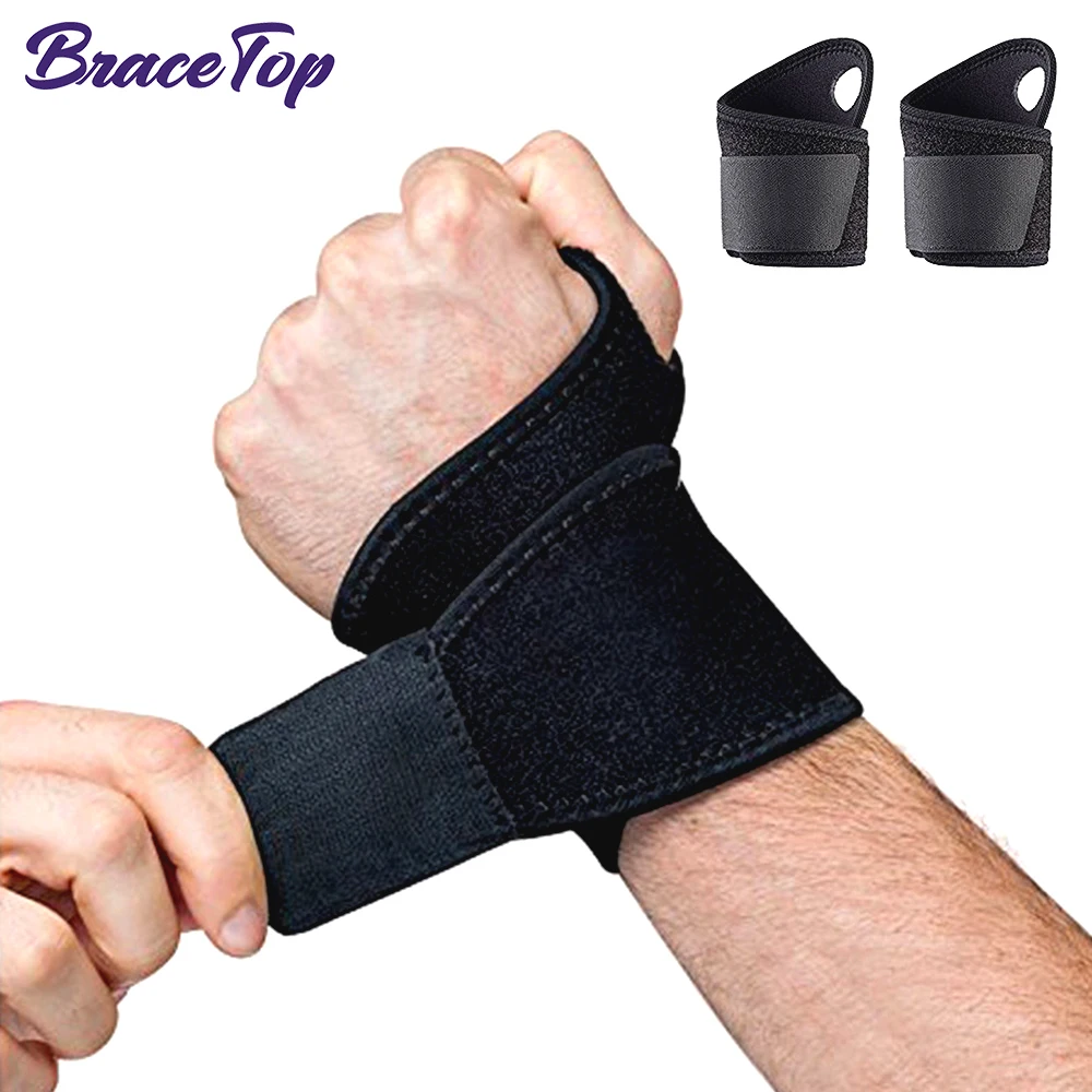 BraceTop 1Pair Gym Tunnel Wrist Brace Sports Wristband New Wrist Support Splint Fractures Carpal Tunnel Wristbands Fitness Wraps