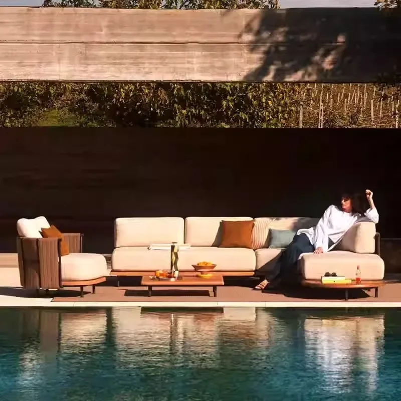 Outdoor rattan sofa, villa courtyard garden sun room rattan chair open air, leisure furniture