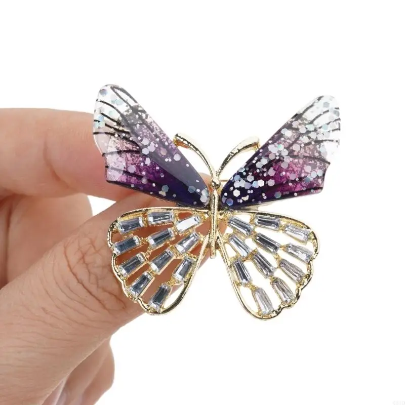 Butterfly Brooch with Rhinestones Detailing Sparkling Rhinestones Butterfly Brooch Lapel Pins for Women's Apparel Accent