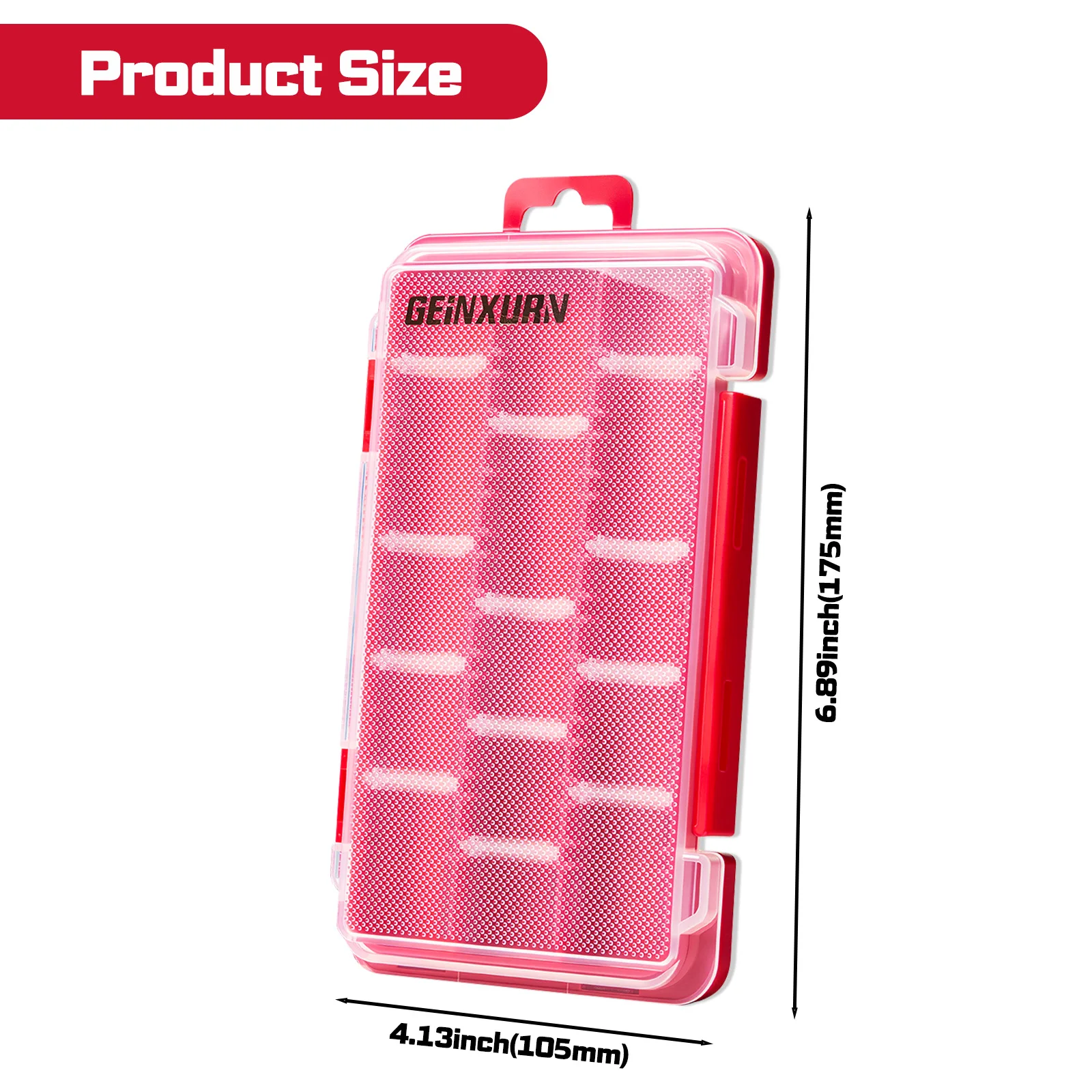 Geinxurn Small Flat Storage Parts Organizer,Red Portable Transparent Plastic Small Parts Tool Box with Removable Dividers