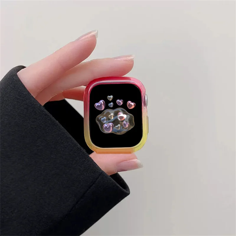 Ctue Cover casing perubahan bertahap bening untuk casing jam tangan Apple, bingkai pelindung Bumper PC 49mm 45mm 40mm 44mm untuk iWatch 8 7 6 5 SE