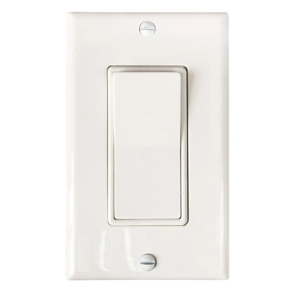 PHONE&GEAR US Standard 15A Single-Pole Rocker Light Switch, 125/277V White Wall Switch (on/Off) with Wall Plate
