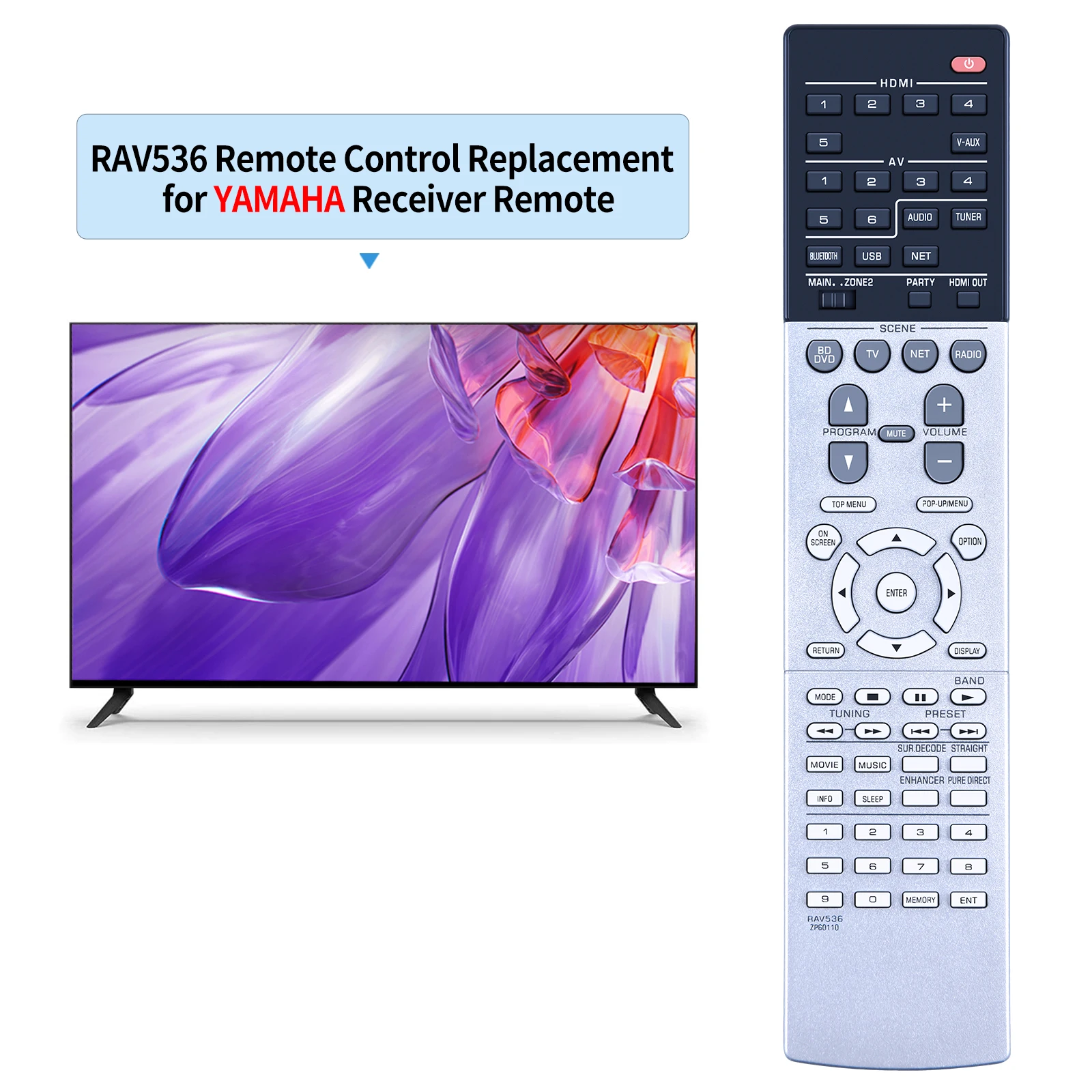 Remote control RAV536 ZP60110 for YAMAHA RX-V679 RX-V779 HTR-6068 TSR-7790BL AV Receiver