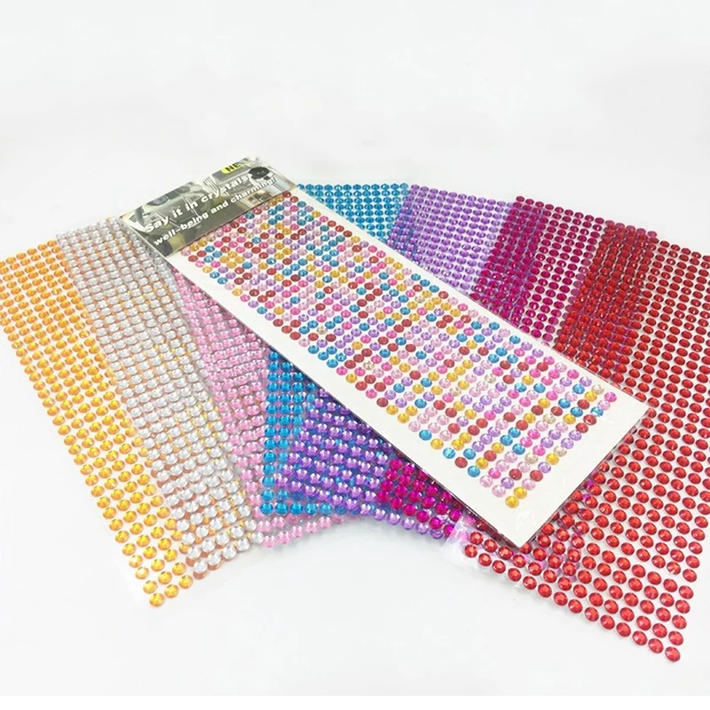 1040/900Pcs/sheet Rhinestone Crystal Stickers Self Adhesive Mobile Phone Car Decor DIY Craft Decals Scrapbooking Stickers