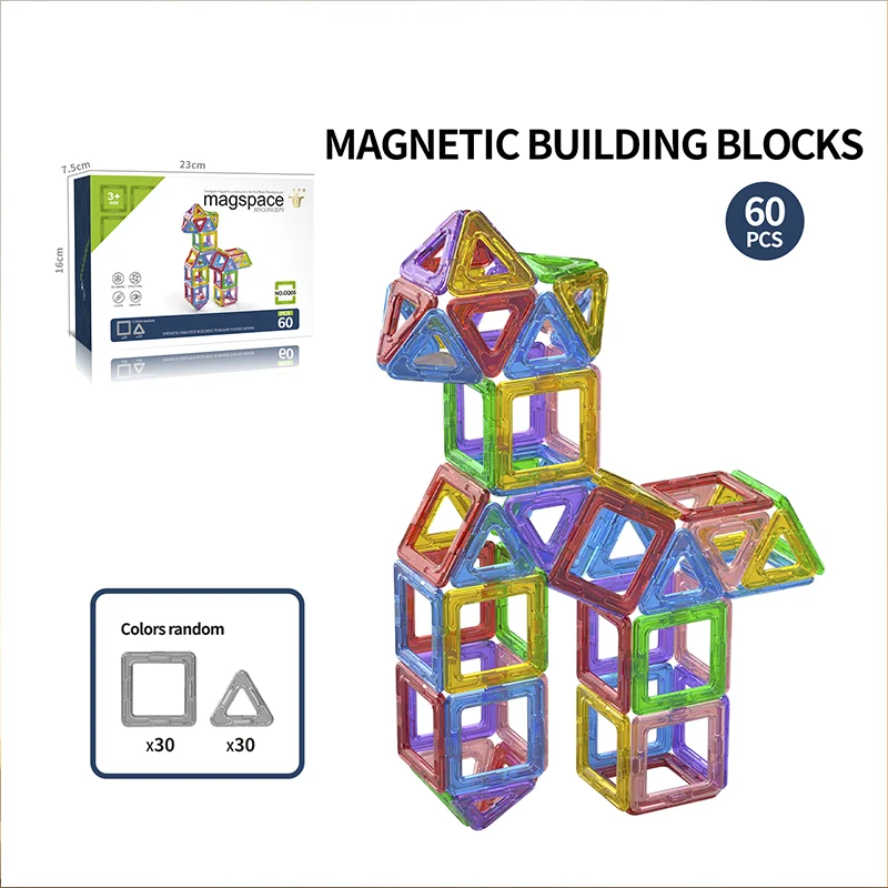 Große magnetische Bausteine – 3D-STEM-Pädagogisches Konstrukteurs-Set, Spielzeug zum Lernen und Geburtstagsgeschenke mit zufälliger Farbe