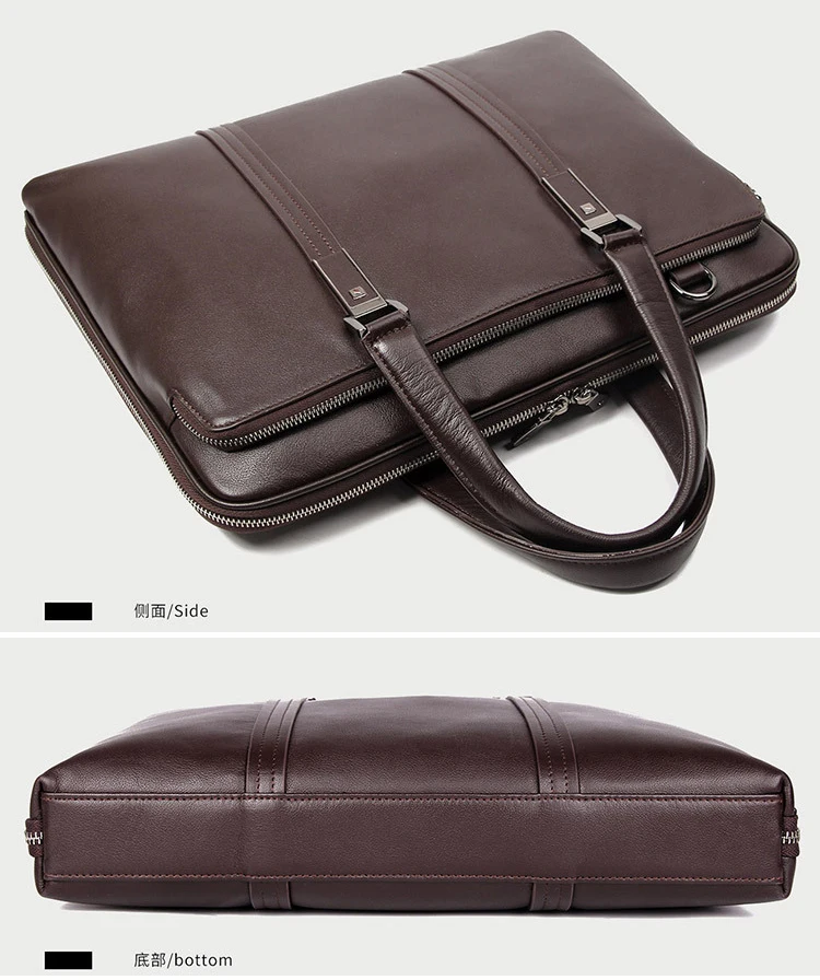 Luxury Genuine Leather Briefcase Men Leather Business Bag 15.6\