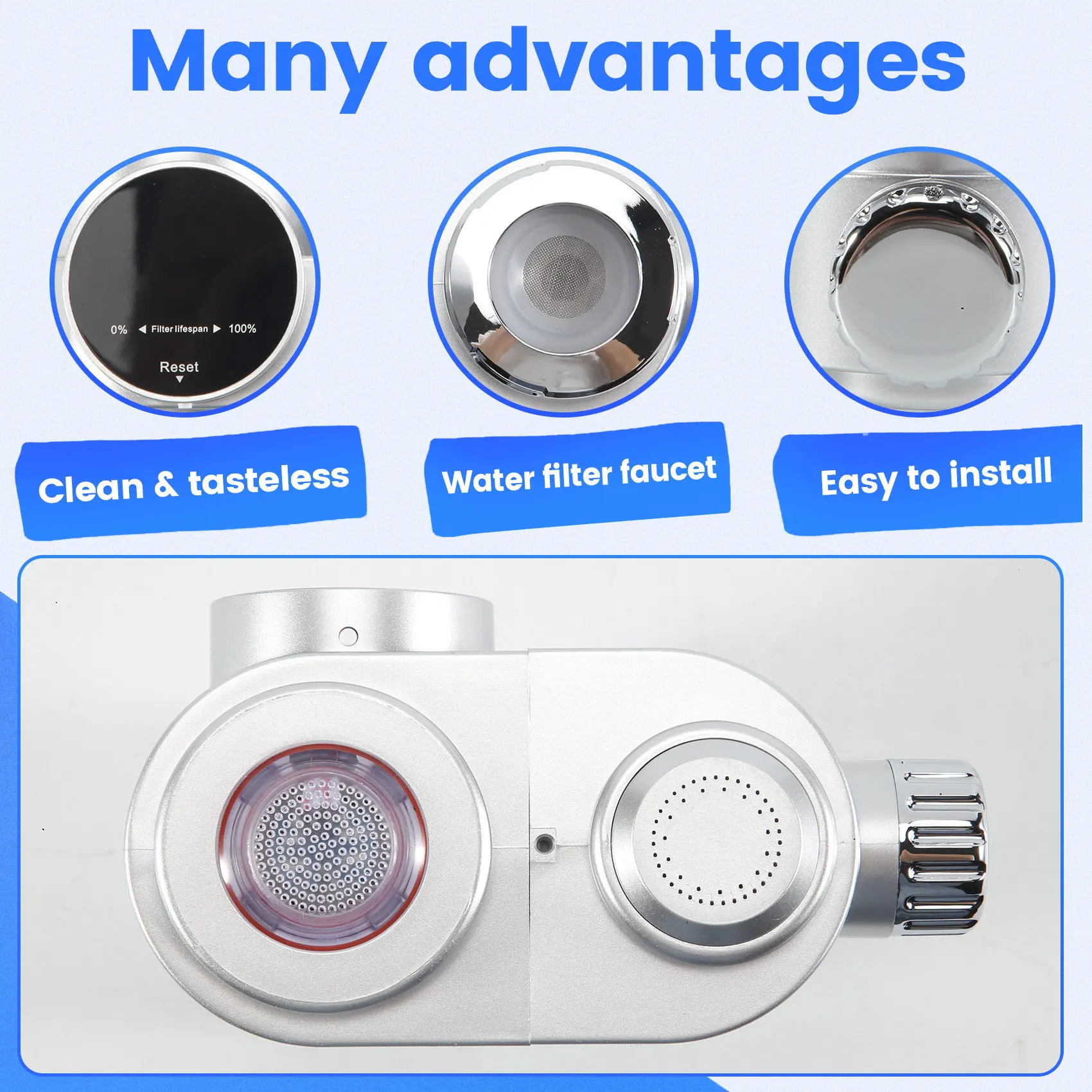 REST Faucet Water Filter for Sink-LED Display Water Purifier for Faucet,Faucet Mount Tap Water Filtration System for Kitchen