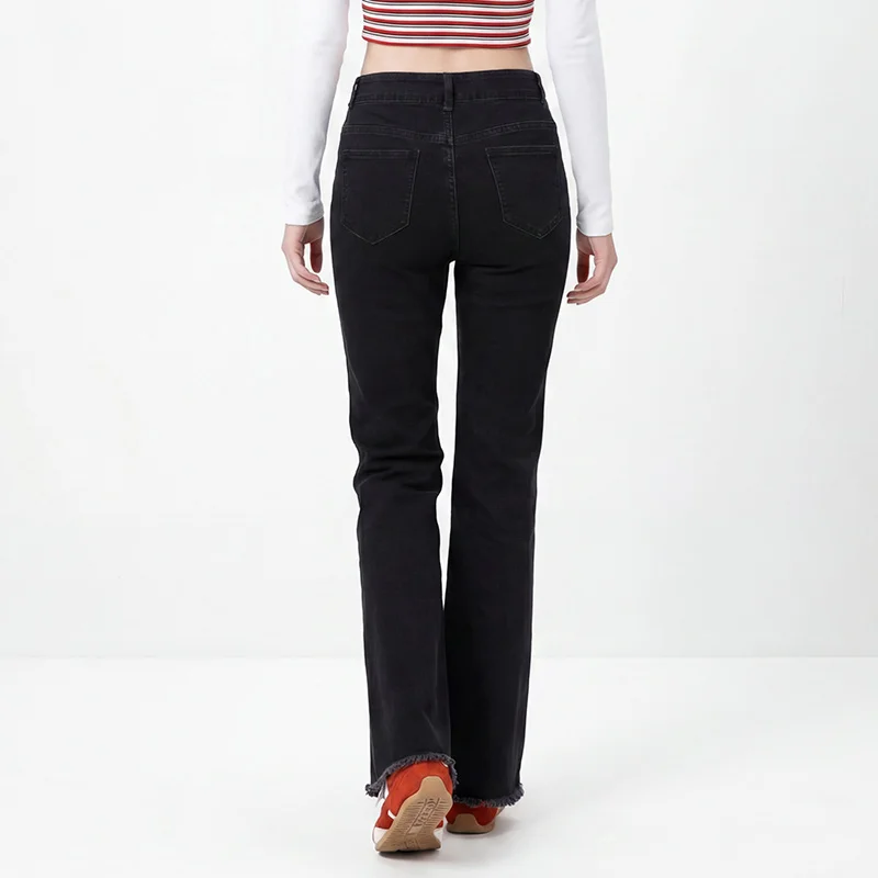 Semir Women Jeans Split Flare Raw Hem Washed Retro Slim Look 2026 Autumn Street Style Soft Denim Long Pants Daily Wear