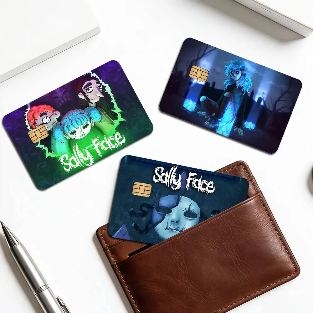 Popular Horror Game S-Sally F-Face Credit Card Skin Stickers for VISA Bank Card Transportation Card Waterproof Sticker