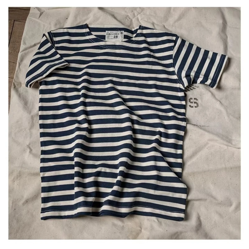 

Bronson Vintage T-Shirt Sailor Berton Horizontal Striped Nautical T-Shirt Men's Boat Neck Short-Sleeve T-Shirt