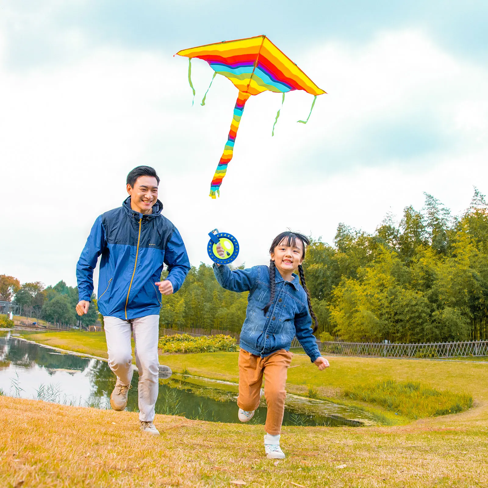 Hand-holding Wheel Tool Kitereeler Winder Flying Accessories String Kites Blue with