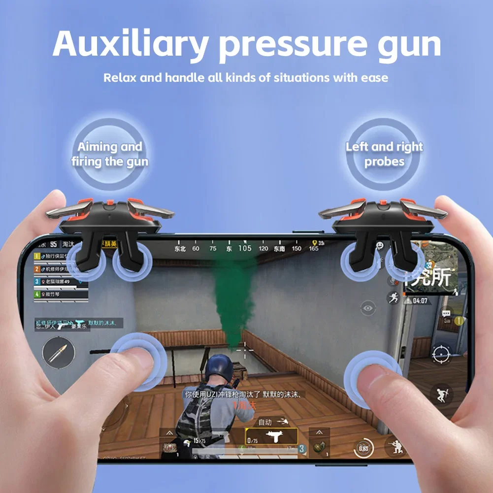 Gatillo de juego para teléfono móvil, 4/6 dedos, L1 R1, botones de disparo de objetivo de fuego, Joystick para IOS, Android, accesorios para juegos PUBG