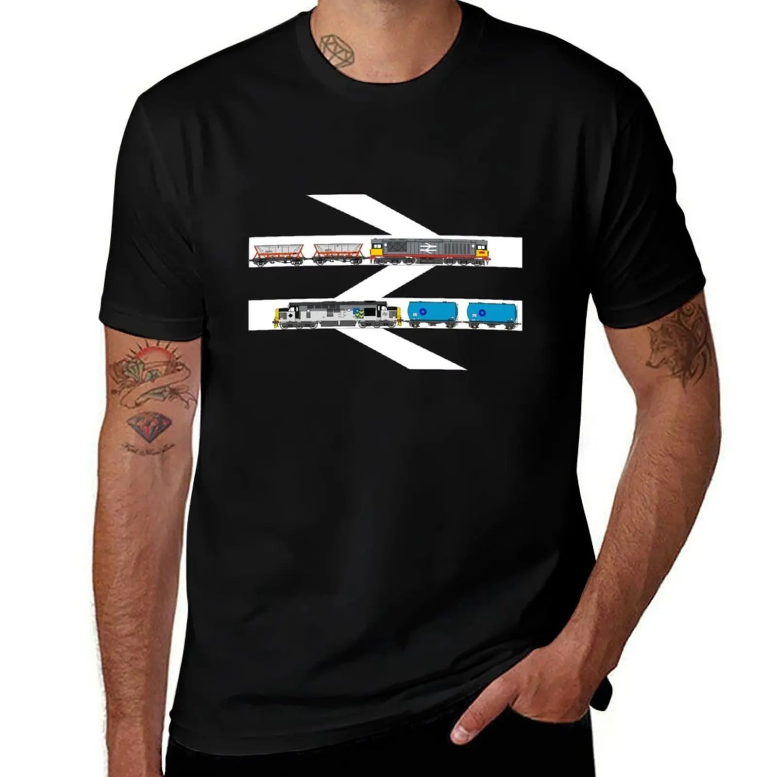 Class 58 and Class 37 freight trains print T-Shirt t shirt custom print t shirt man designer T-Shirt