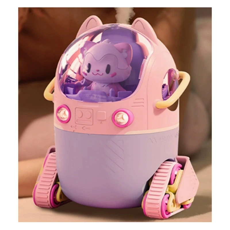 PHILE-Portable Home Humidifier Office USB Cute Cartoon Tank Car 220ML Air Humidifier With LED Light