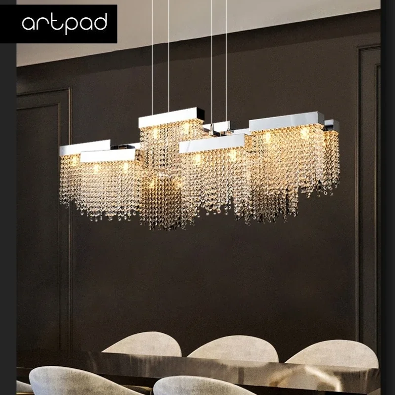 

Artpad Modern Luxury Crystal Hanging Lamps Scandinavian Style Creative ceiling chandelier for Dining Room Lamp Long