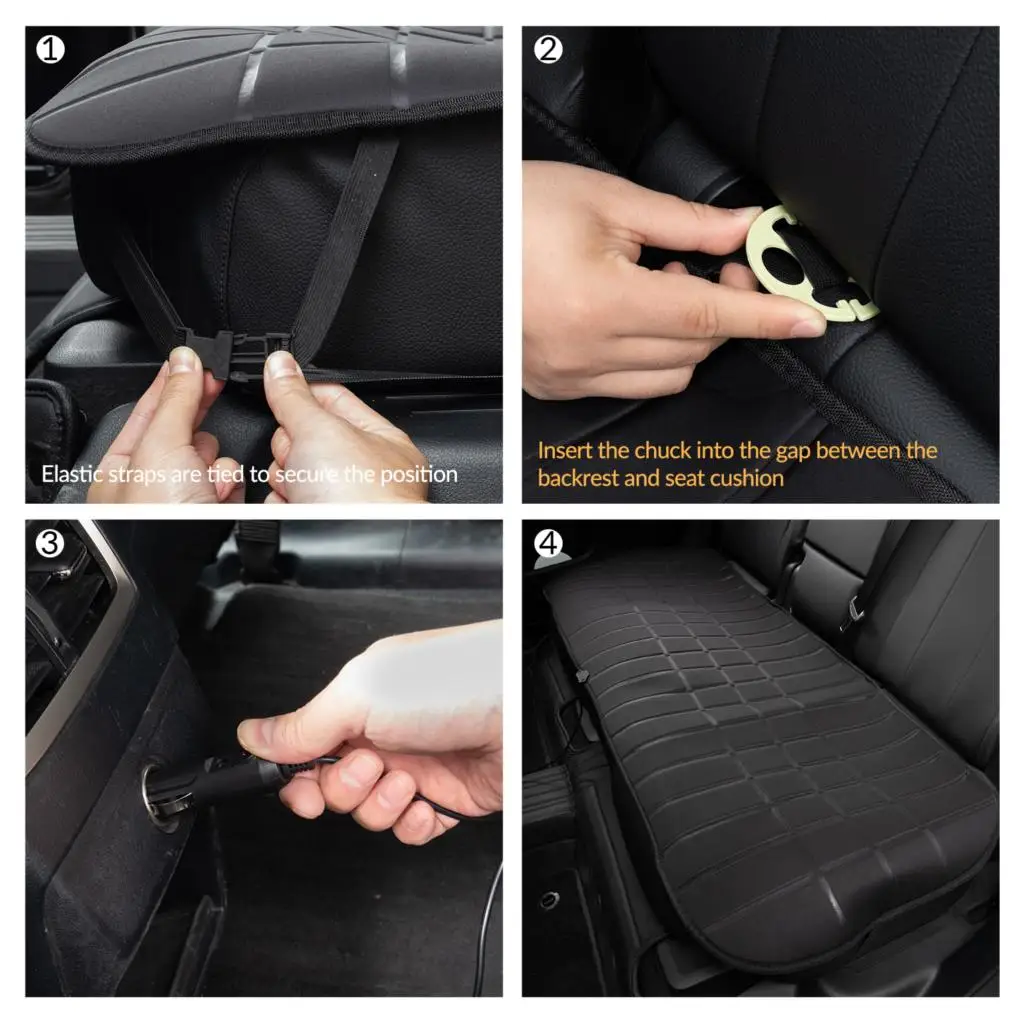 Car 2nd Row Heated Rear Seat Cover Cushion 12V 24V Universal Heater Warmer Cold Winter Pad Black Protector Accessories