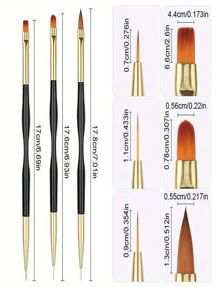 Ensemble de pinceaux de manucure à double extrémité, stylo à tirer, stylo multifonctionnel deux en un pour dessin de bord, dégradé, 3/8 pièces