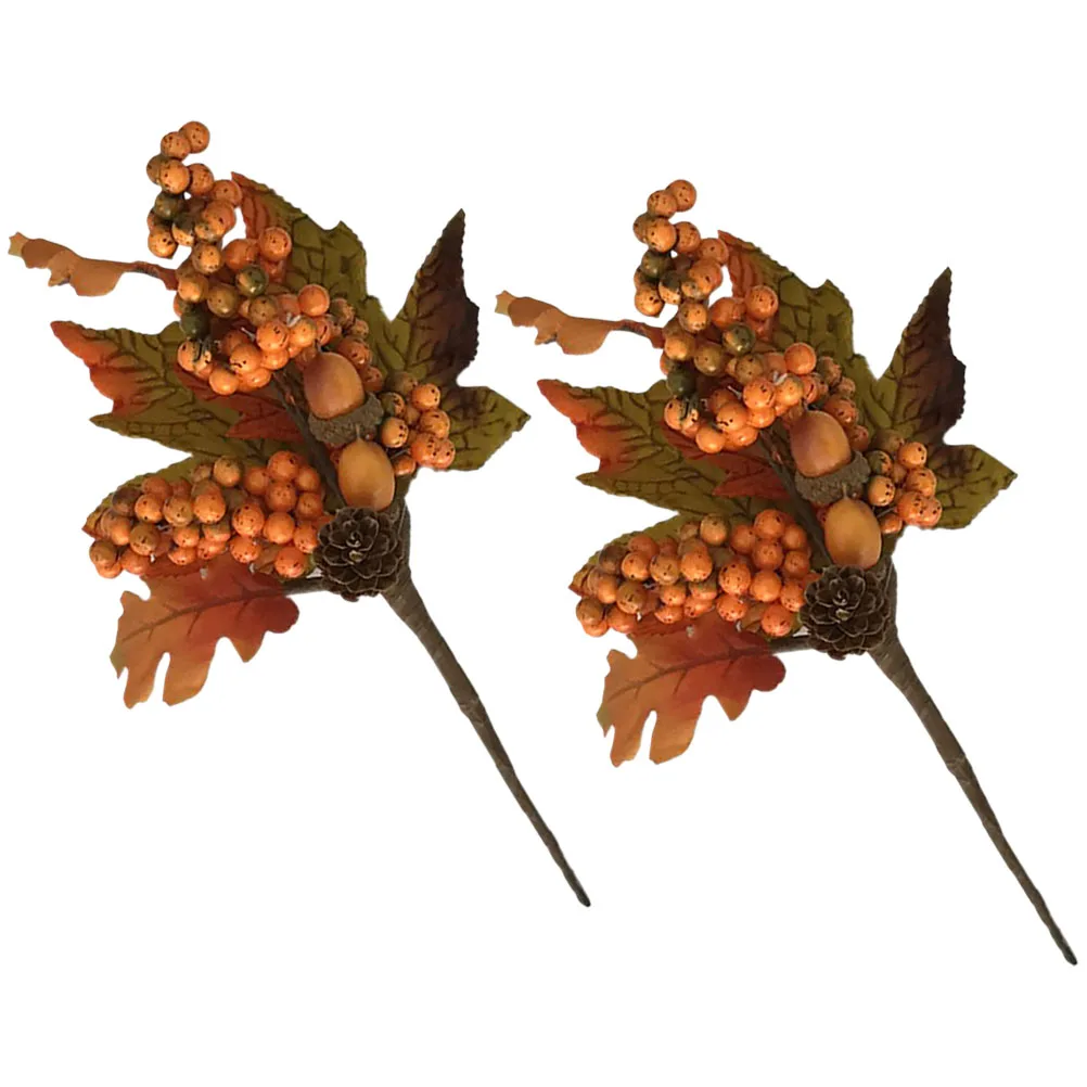 

Artificial Berries Maple Leaves Decor Fall Thanksgiving nament Picks Fake Plants Flowers Branches Vase Centerpiece Holiday