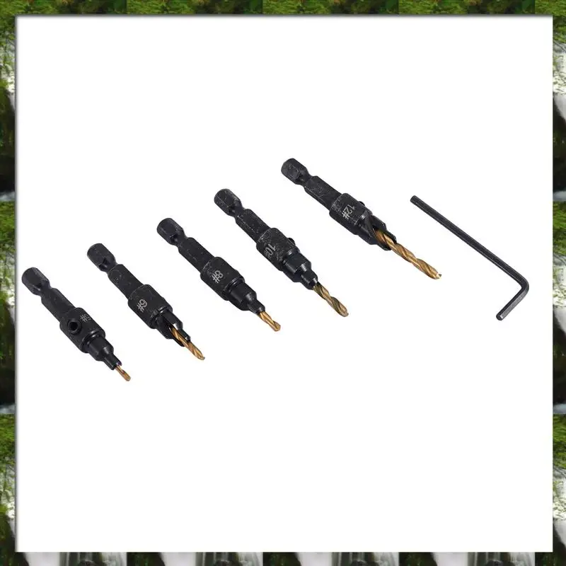 ใหม่ 14 ชิ้นไม้ปลั๊กเครื่องตัด Chamfered Plug เครื่องตัดเจาะ Bits ห้า - Slot Countersink เจาะ 1/4 นิ้ว Hex Spanner ชุดเครื่องมือ
