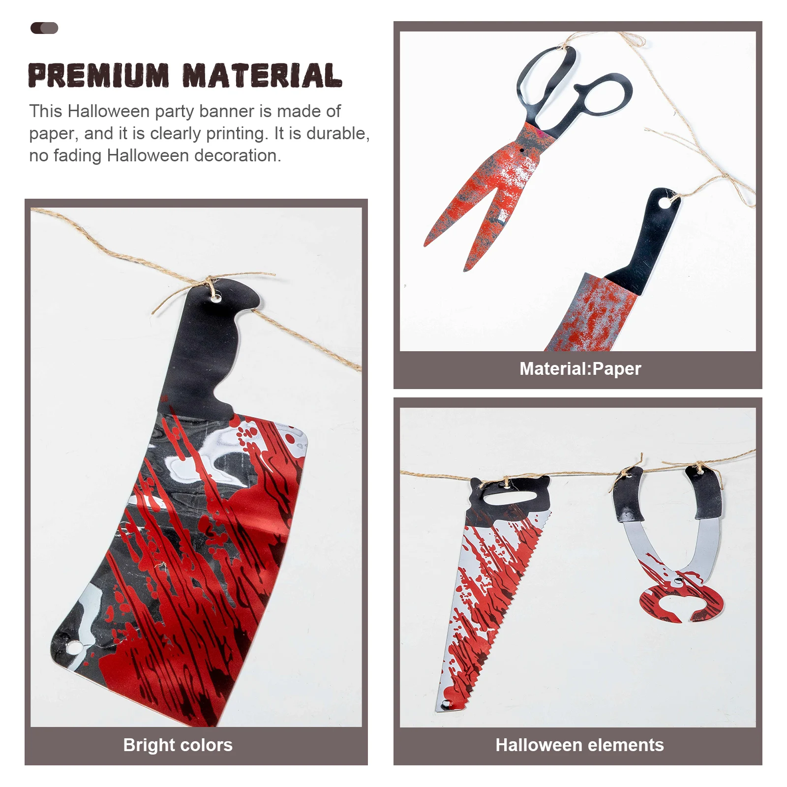 

3pcs Skull Pull Flag Decorations Halloween Party Ghost Festival Carnival Haunted House Horror Banner Hanging Paper for Yard